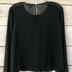 Vince Camuto Black Long Sleeve Sheer Top